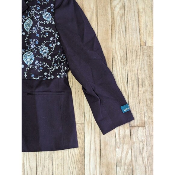 HW Design Blazer Jacket Floral Paisley Print Button Front Career Womens Size 14 - Picture 3 of 13